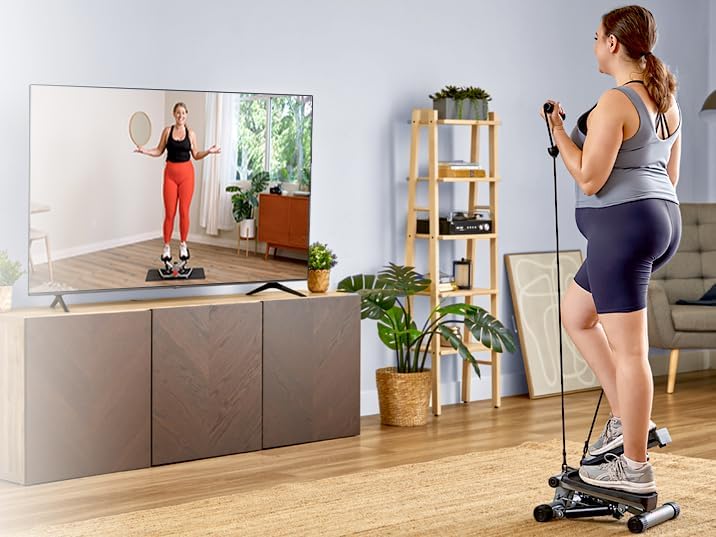 Mini Stepper for Exercise with Resistance Bands, Digital Monitor, and Optional Twist Motion – Low-Impact Stair Step Cardio Equipment for Full-Body Workout