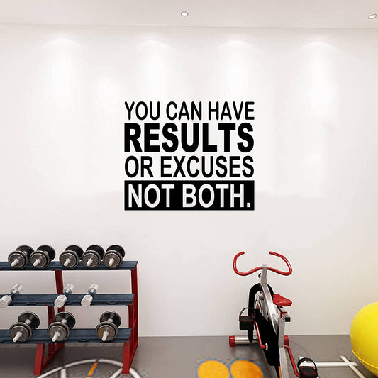 Wall Decal Stickers, Gym Wall Decals, (Easy to Apply), Vinyl Wall Decor Art Motivational Sports Quotes Inspirational Garage Office Fitness Yoga Poster Home Vinyl Black, You Can Have Results 24"X20"