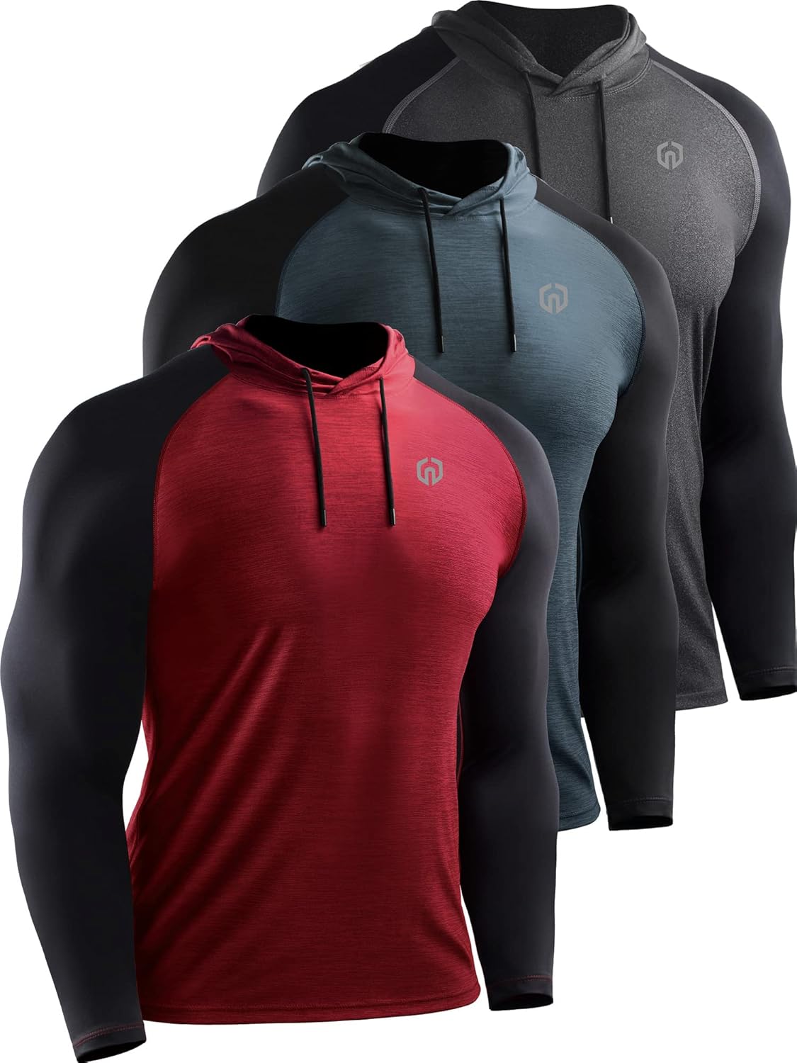 Men'S Running Shirt Long Sleeve Workout Shirts with Hoods