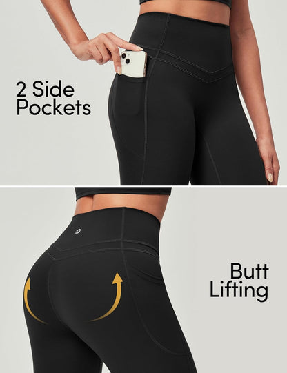 Compression Leggings with Pockets for Women Tummy Control Leggings No Front Seam Workout Leggings High Waist Yoga Pants