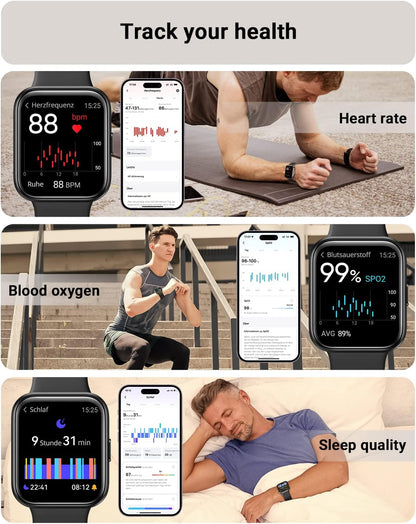 Smart Watch for Men Android & Iphone, Alexa Built-In, 1.8" Touch Screen Fitness Tracker with Answer/Make Calls, IP68 Waterproof Heart Rate/Sleep/Spo2 Monitor, Pedometer, 100+ Sport Modes