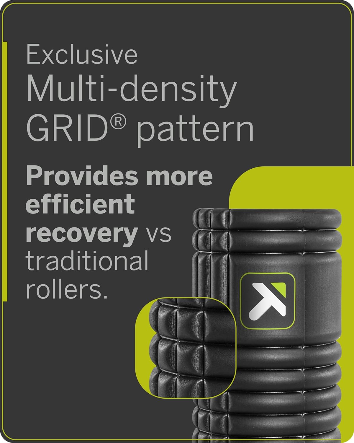 Triggerpoint Grid 1.0 Foam Roller - 13" Multi-Density Massage Roller for Deep Tissue & Muscle Recovery - Relieves Tight, Sore Muscles & Kinks, Improves Mobility & Circulation - Targets Key Body Parts