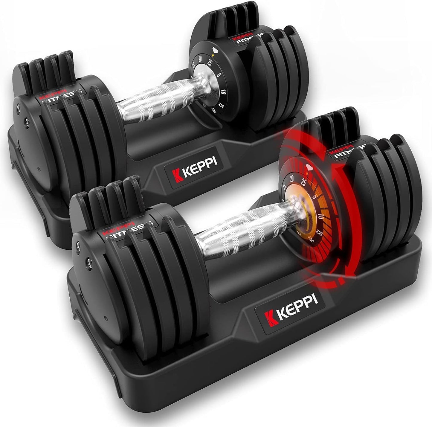 Adjustable Dumbbells Set – 25-55 lbs with Anti-Slip Metal Handle for Full Body Workout