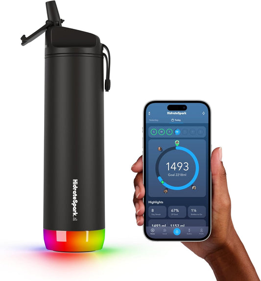 PRO Smart Water Bottle – Insulated Stainless Steel with LED Reminder & Bluetooth, 21 Oz